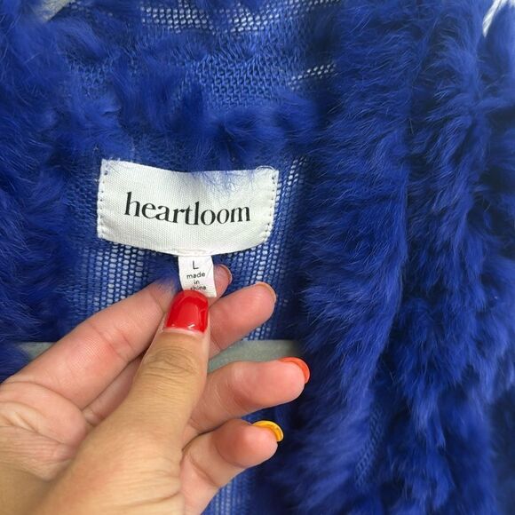 Luxurious Blue Fur Jacket - HEARTLOOM - Size Large Blue Fuzz Sweater - NWOT - Picture 2 of 4